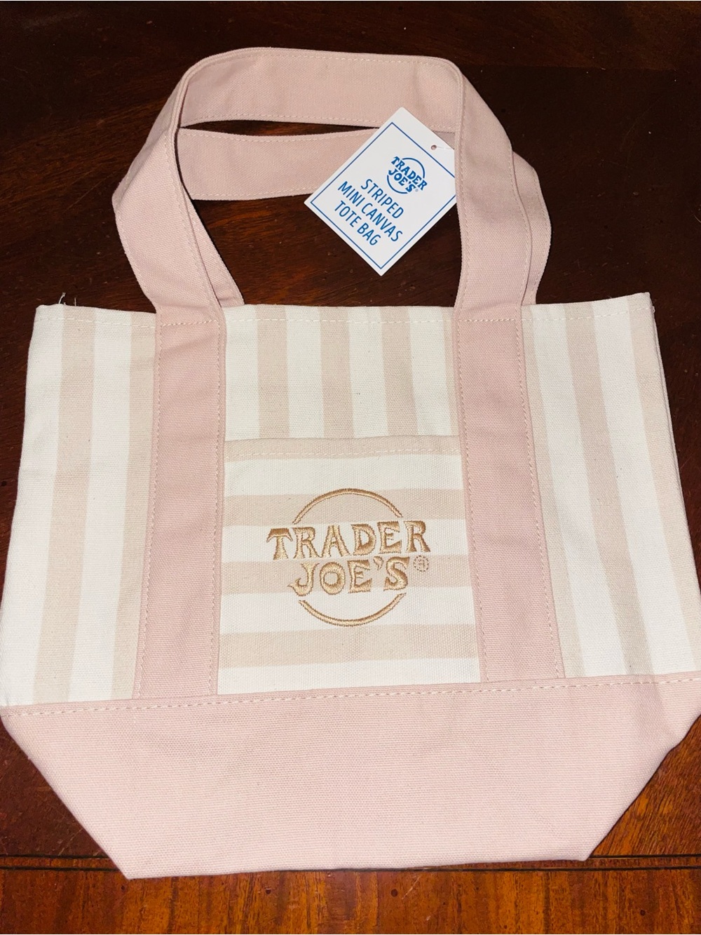 ✨Pastel Pink Striped Canvas Tote